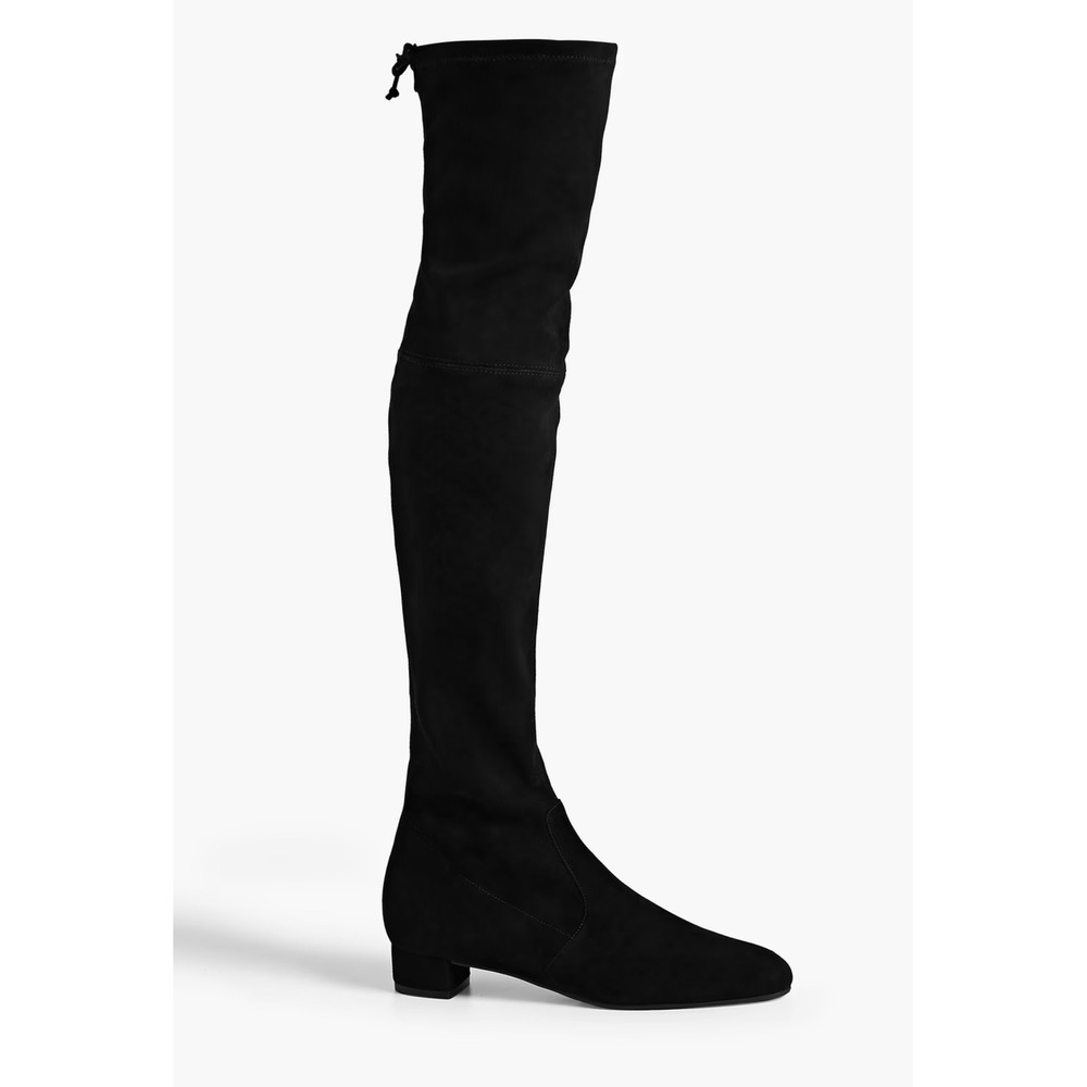 STUART WEITZMAN Genna Stretch-Suede Thigh Boots Pull‎ On Style Drawstring Sz 5